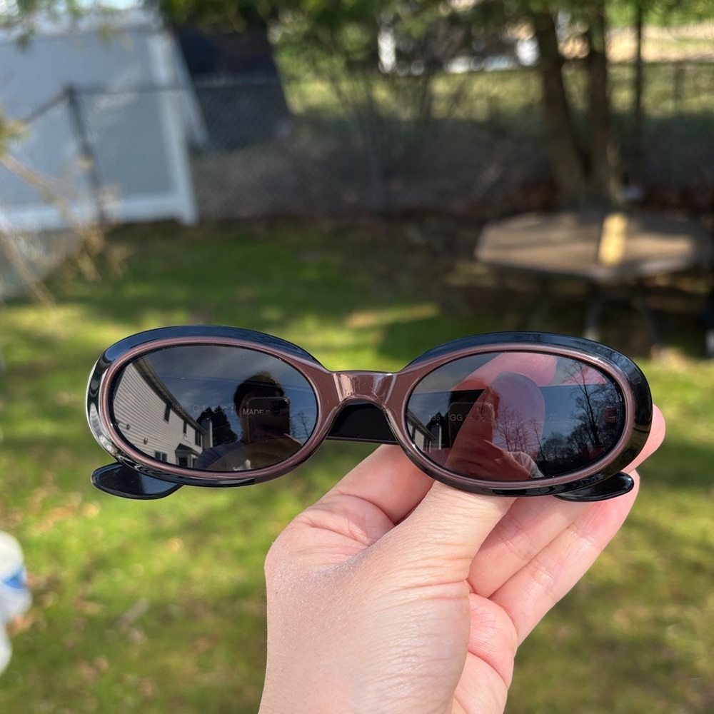 Gucci Vintage Oval Sunglasses Brown on Black GG2419/N/S - Picture 4 of 16